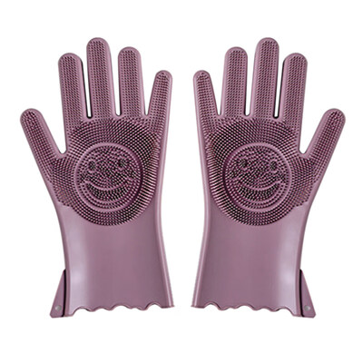 

1 Pair Silicone Dishwashing Gloves Scrubber Kitchen Bathroom Car Cleaning Tool
