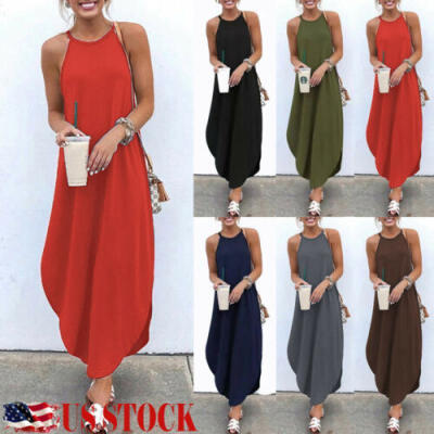 

US STOCK Women Summer Beach Boho Maxi dress Evening Party Cocktail Long Sundress