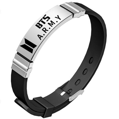 

Kpop BTS Army Titanium Steel Letter Print Bracelet Hand Chain Hand Loop Pair Bracelet Fans Hot Gift