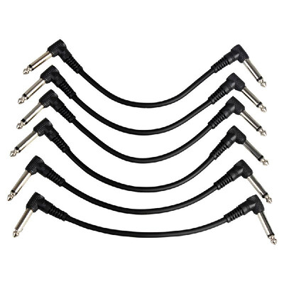 

6-Pack 21cm 83 Inch Ultra Flexible Guitar Effect Pedal Patch Cables with 635mm Right Angle Plug Black
