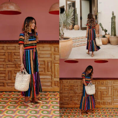 

Women Boho Floral Maxi Long Dress Summer Evening Party Beach Sundress Dress