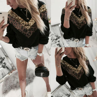 

UK Womens Ladies Leopard Print Long Sleeve Blouse Casual Shirt Tops Size 8-22