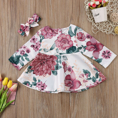 

Hot Newborn Kid Baby Girls Flower Dress Princess Party Pageant Clothes Set