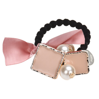

〖Follure〗Bow Square Pearls Hair Band Rope Scrunchie Ponytail Holder RD