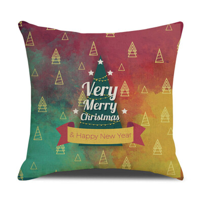 

Siaonvr Christmas Linen Skin Pillow Case Pillow Cushion Elk Snowflake Print 45×45CM