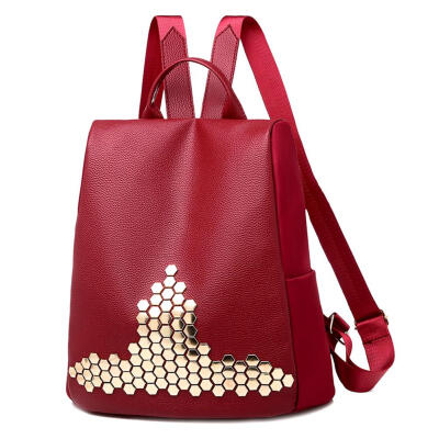

Rivet Travel Backpacks Preppy Style Women School Bags PU Leather Knapsack