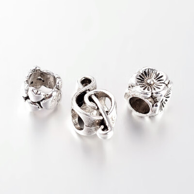 

Large Hole Vintage Alloy European Beads Mixed Shapes Antique Silver 818x8x658mm Hole 45mm