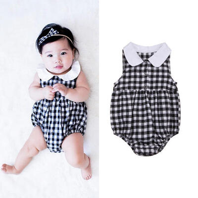 

Sweet Newborn Baby Girls Plaids Romper Bodysuit Jumpsuit Clothes Outfits Sunsuit