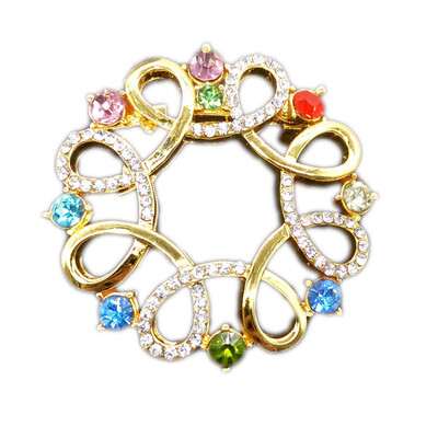 

New Hot High - Grade Diamond - Studded Thick Gold Flower Ring Brooch Corsage Jewelry