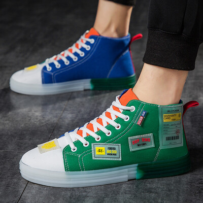 

Mens Shoes Summer High-Up Mandarin Ducks Canvas Board Shoes Mid-Up Fall Leisure Cloth Shoes