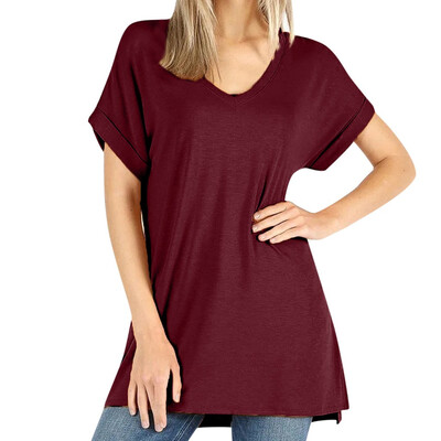 

Starmoon Womens Short Sleeve V-neck Casual Comfy Tops T-shirt Ladies Solid Color Blouse