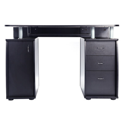 

Black Computer PC Desk Home Office Study Writing Table 3 Drawers Bookcase