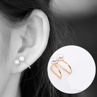 

New Brincos Clip Earring Simulated-pearl Crystal Heart Leaf Star Flower Ear Bone Cuff Earrings For Women Men Jewelry Wholesale