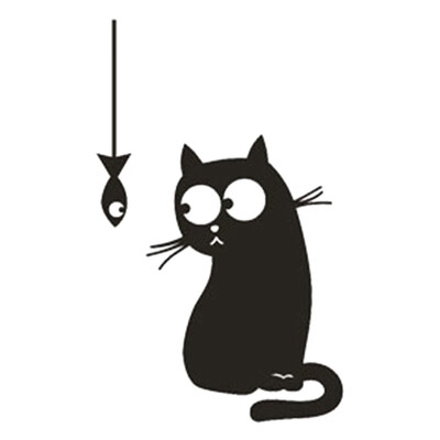 

Newest 4Pcs Creative Cat See The Fish Funny Switch Door Refrigerator Stickers Decor Vinyl Removable Wall Decal
