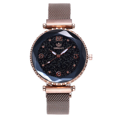 

RM Fashion Magnetic buckle Dazzling women Mesh Belt Watch ladies Quartz Analog