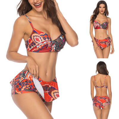 

Roseonmyhand Womens Sexy Boho Swimwear Strap Swimsuit Push Up Padded Ruffle Two Piece Bikini