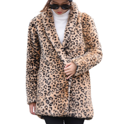 

Toponeto Women Winter Leopard Long Sleeve Cardigan Pockets Jacket Outwear Coat Blouse