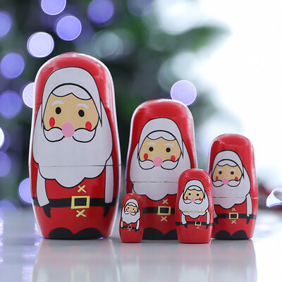 

Siaonvr Christmas Wooden Doll Childrens Gift Matryoshka Doll Decoration Supplies