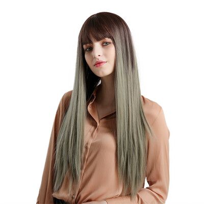 

Gobestart Women Fashion High Temperature Silk Chemical Fiber Green Wood Hair Wig
