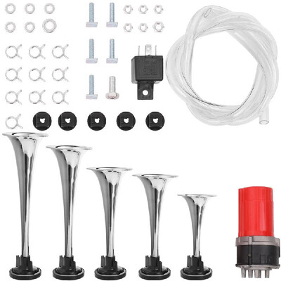 

Universal Car Air Compressor Super Loud Electroplate Trumpet Set For Trucks Automobile Horn