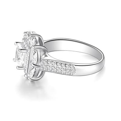 

Jewelry 925 Sterling Silver Natural Gemstone White Sapphire Birthstone Bride Engagement Wedding Ring