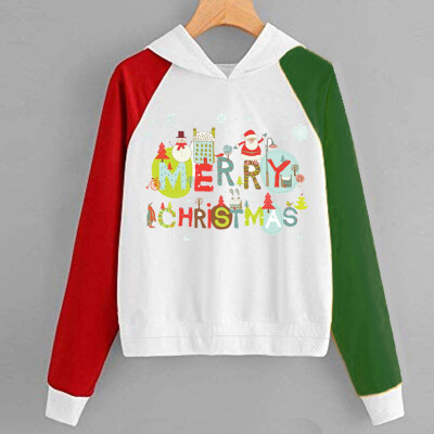 

Tailored Women Christmas Print Hooded Long Sleeves Sweatshirt Hooded Pullover Tops Shirt