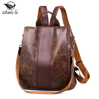 

New backpack shoulder bag European&American style pu leather simple handbag overseas