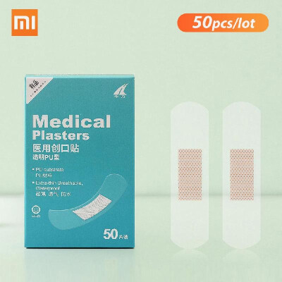 

50Pcslot Xiaomi Huazhou Wound Plaster Adhesive Irregular Band Aid First Aid PU Waterproof Bandage Sterile Hemostasis Stickers Tra