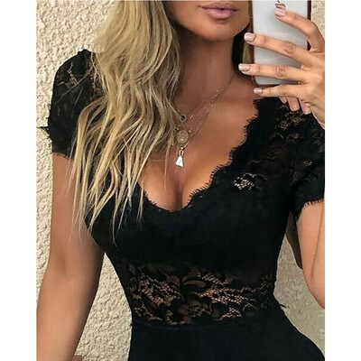 

Womens Holiday Mini Playsuit Party Jumpsuit Summer Lace Sundress Romper Dress