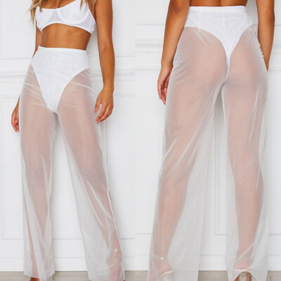 

Tailored Women Thin Transparent High Waist Full Length Pants Trousers Legging