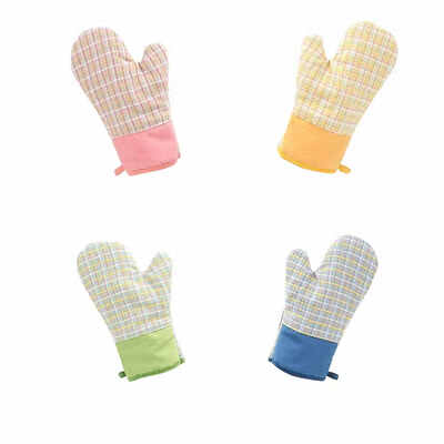 

1PCS Plaid Pattern Heat-resistant Cotton Thicken Anti-skid Microwave Oven Gloves Cooking Gloves