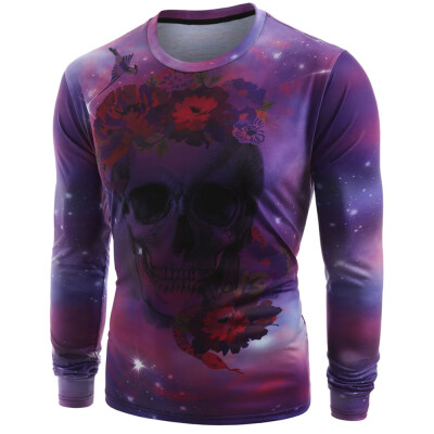 

Shooting Sky Skull Print Crew Neck Tee