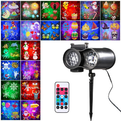 

AC110-240V 6W Double-tube Water Pattern Card Snowstorm Pattern Projection Lamp Outdoor Lawn Waterproof Garden Lamp