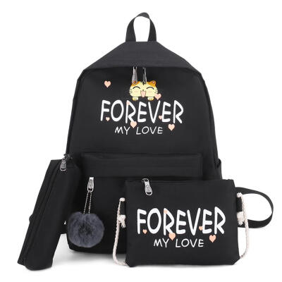 

3pcsset Cat Letter Print Shoulder Pen Bags Backpacks Women Composite Bags