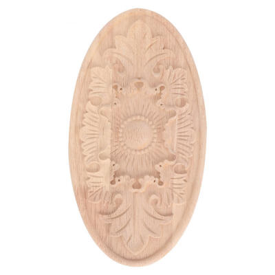 

Greensen Flower Carved Oval Shape Onlay Applique Carving Decal Unpainted Furniture Decoration 2815cm