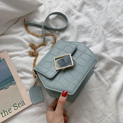 

Summer foreign air bag fashion crocodile texture womens bag new 2019 geometric small square bag single shoulder oblique satchel b