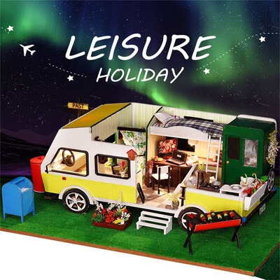 

Gotoamei DIY Miniature House Furniture LED House Touring Car Puzzle Decorate Creative