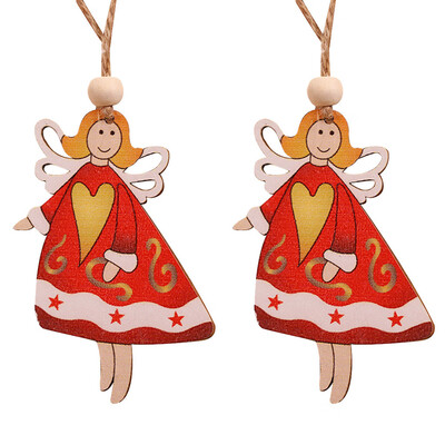 

Siaonvr 2PC Wooden Hanging Christmas Santa Snowman Angel Ornament Xmas Party Home Decor