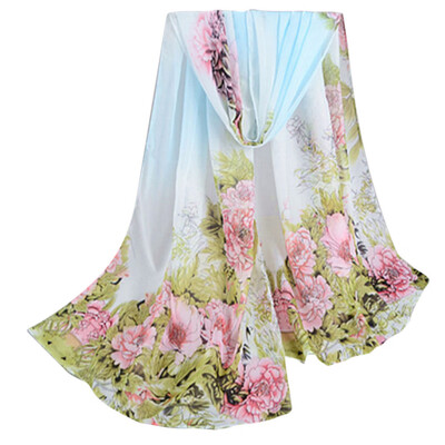 

Gobestart Fashion Lady Women Peony Prints Shawl Chiffon Scarf