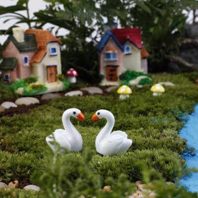 

Siaonvr Miniature Crafts Swan Garden Doll House Ornament Figurine Plant Pot Fairy Garden