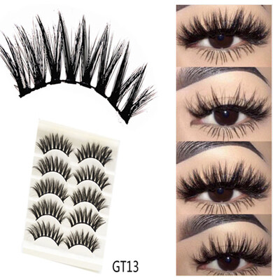

Gobestart 3D Imitation Water Mane Stereo Fiber False Eyelashes Long Thick Eyelashes 5Pairs