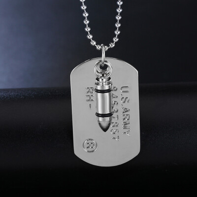 

Sale Men Military Army Bullet Pendant Necklace Dog Tags Male Chain Pendant Necklace Jewelry Gift Drop Shipping