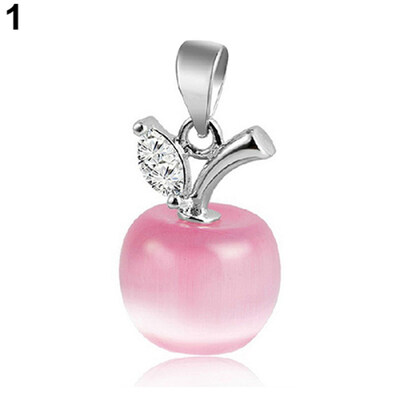 

Girl Apple Shape Faux Opal Cubic Zirconia Silver Plated Pendant for Necklace