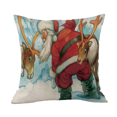 

Tailored Happy Christmas Pillow Cases Linen Sofa Cushion Cover Home Decor Pillow Core