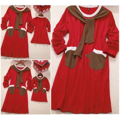 

Family Matching Christmas Dress Women Girl Casual Mother Daughter Dress Sets