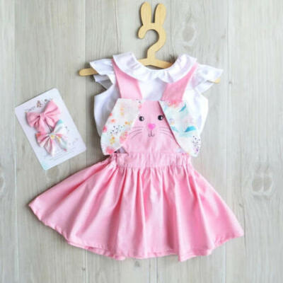 

Toddler Kid Baby Girls Easter Bunny Dress Floral Ears Strap Backless Sundress