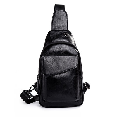

Fashion men leisure street leather chest bag Korean version simple outdoor single shoulder bag oblique span mobile phone bag