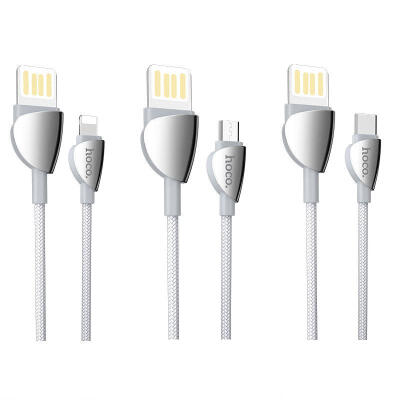

HOCO U62 12m USB To Lightning Type-C Micro USB Nylon Braided Data Charging Cable Stylish Slender Cell Phone Cable-Lightning