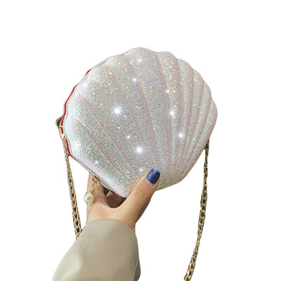 

Fashion Women Shiny Sequins Faux Pearl Shell Chain Shoulder Bag Crossbody Pouch