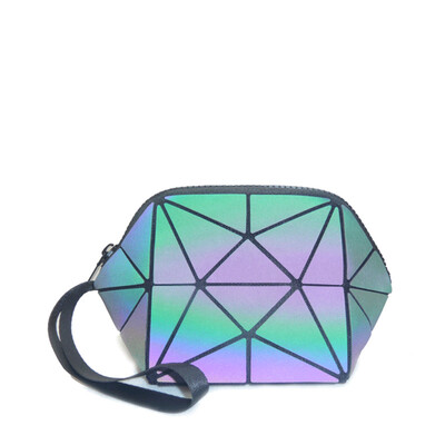 

LOVEVOOK women makeup bags PU leather small clutch female with short strap cosmetic bag for travel geometric bag luminous color